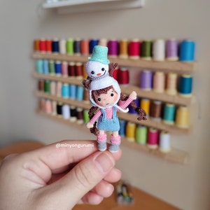 Miniature amigurumi Winter Doll pattern English, Crochet tiny doll pattern image 3