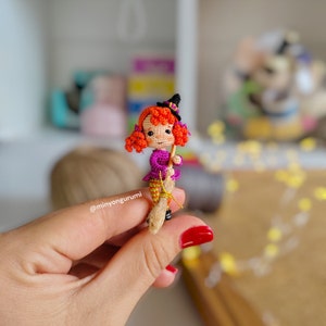Miniature amigurumi Cute Witch pattern English, Crochet tiny Witch pattern image 5