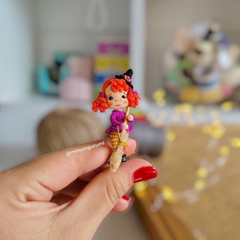 Miniature amigurumi Cute Witch pattern English, Crochet tiny Witch pattern image 5