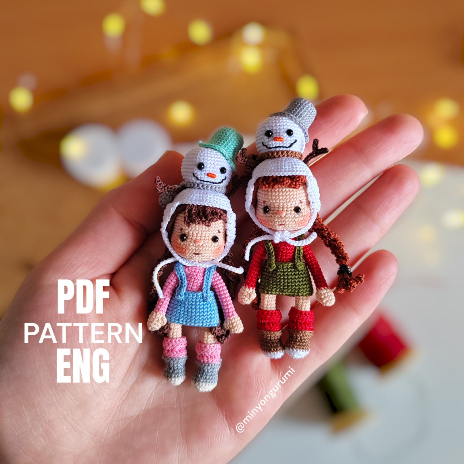 40 Mini Crochet Patterns for Small Makes, Keychains, and Tiny Amigurumi 8 Miniature Winter Doll Amigurumi Crochet
