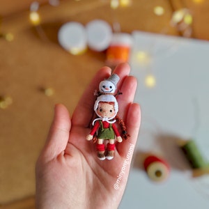 Miniature amigurumi Winter Doll pattern English, Crochet tiny doll pattern image 6