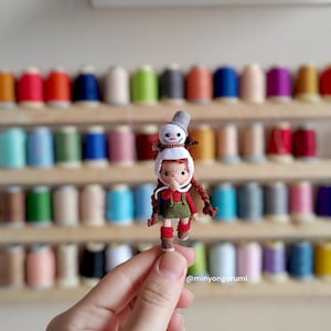 Miniature amigurumi Winter Doll pattern English, Crochet tiny doll pattern image 5