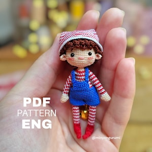 Miniature amigurumi Elf pattern english, Crochet tiny Elf doll pattern