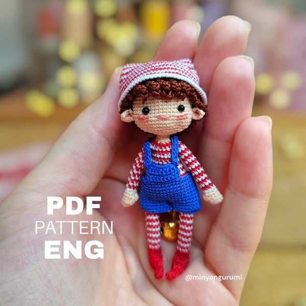 Miniature amigurumi Elf pattern english, Crochet tiny Elf doll pattern