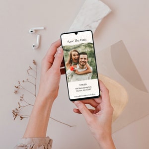 Simple Save the Date Template, Neutral Save the Date, Mobile Wedding Invite, Paperless Save the Date, Electronic Evite Template