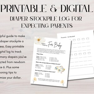 Diaper Stockpile Log for Baby, Couponing Tips Printable (Digital Download)