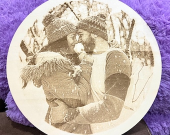 Laser Engraved Photo on Basswood: Personalized Wood Portrait