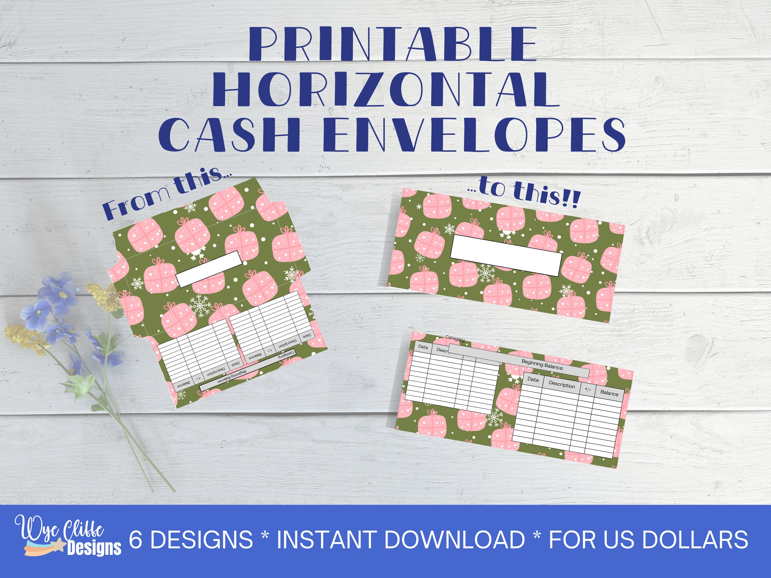 Printable Cash Envelopes Pink and Green Christmas - Etsy