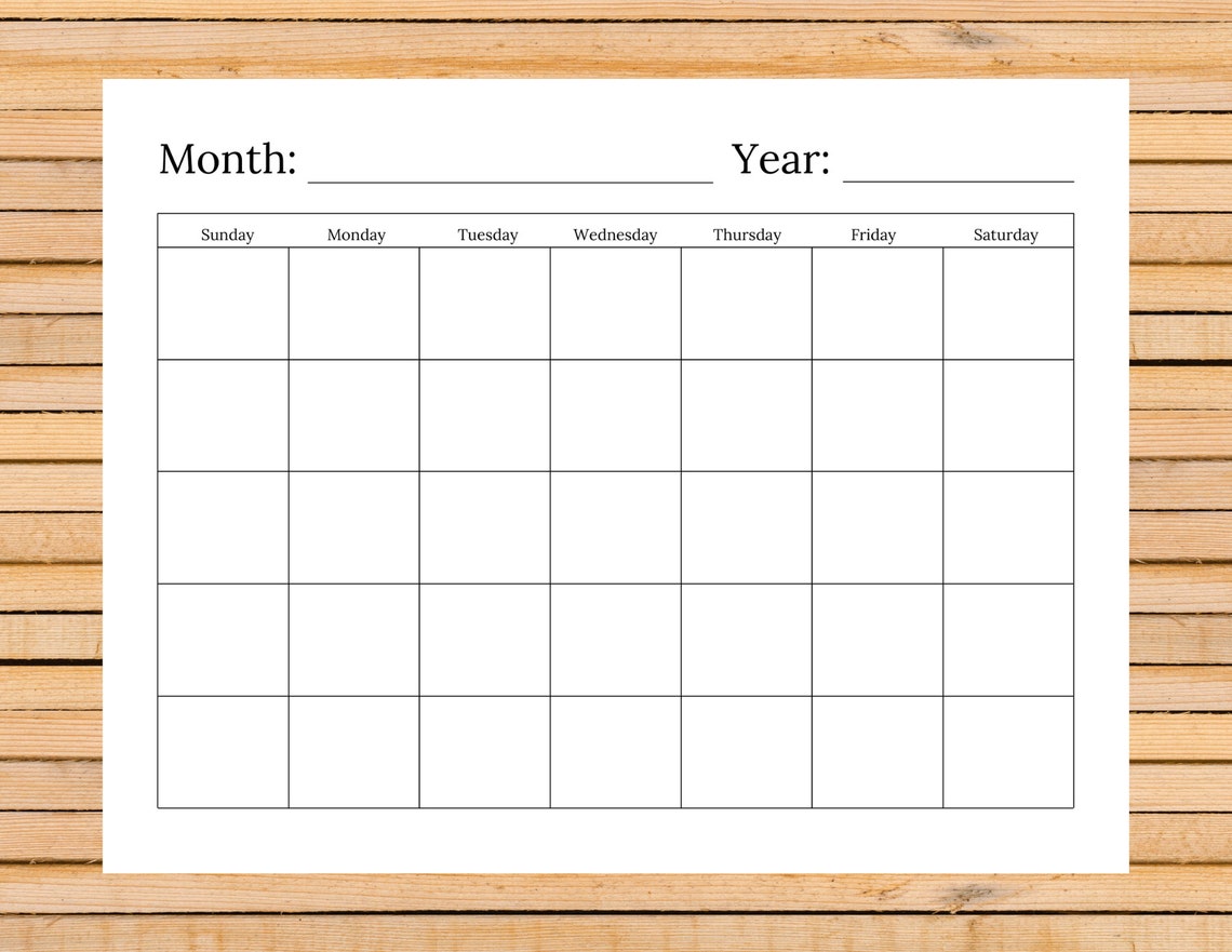 Blank Calendar Printable Instant Download + Goodnotes Friendly - Etsy