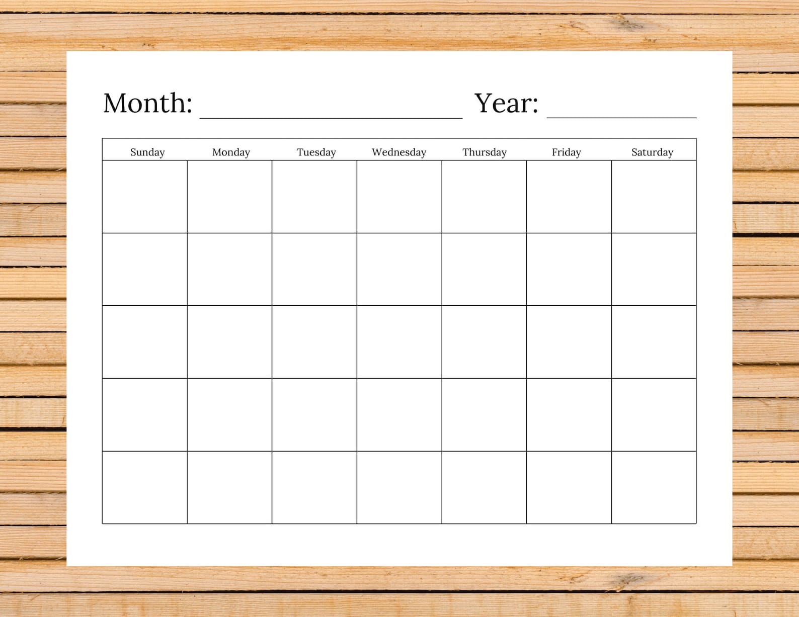Blank Calendar Printable Instant Download + Goodnotes Friendly - Etsy