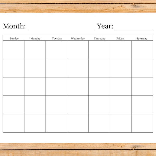Blank Calendar Printable Instant Download + GoodNotes friendly