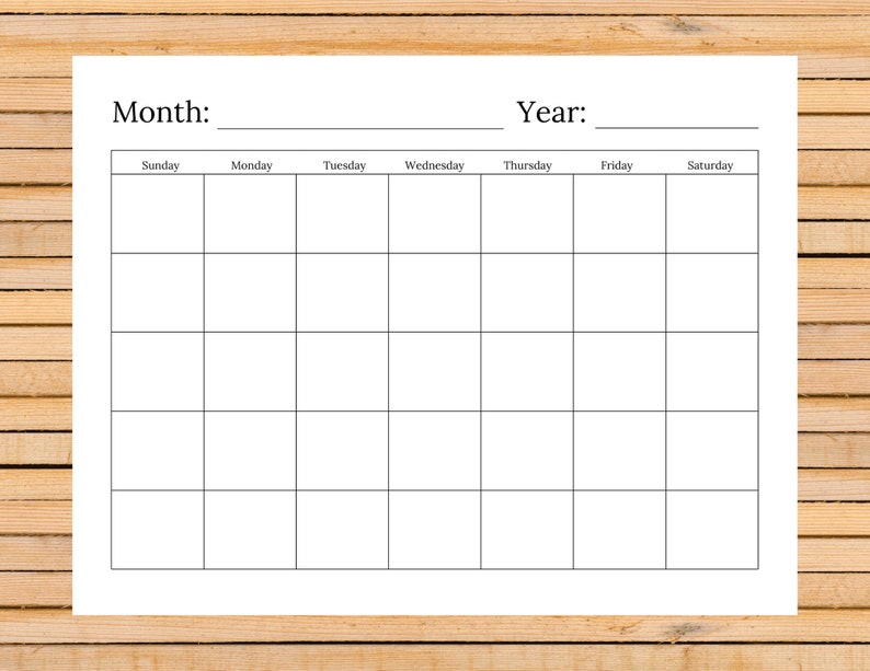 Blank Calendar Printable Instant Download + Goodnotes Friendly - Etsy