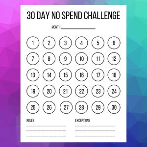 30 Day No Spend Challenge Instant Download PDF Printable + GoodNotes friendly