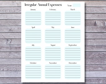 Irregular Annual Expenses Tracker Instant Download PDF Printable + GoodNotes friendly