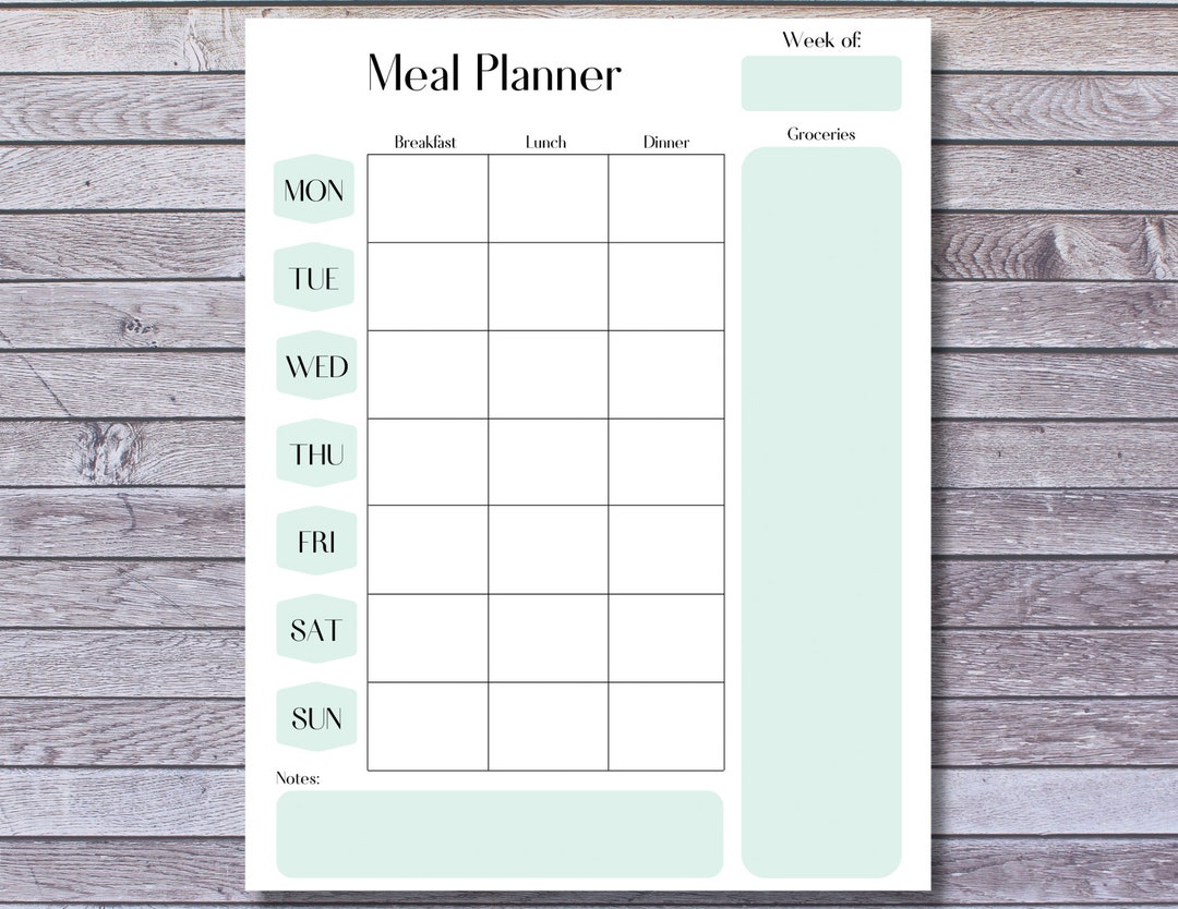 Meal Planner Instant Download PDF Printable + Goodnotes Friendly - Etsy