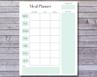 Meal Planner Instant Download PDF Printable + GoodNotes friendly