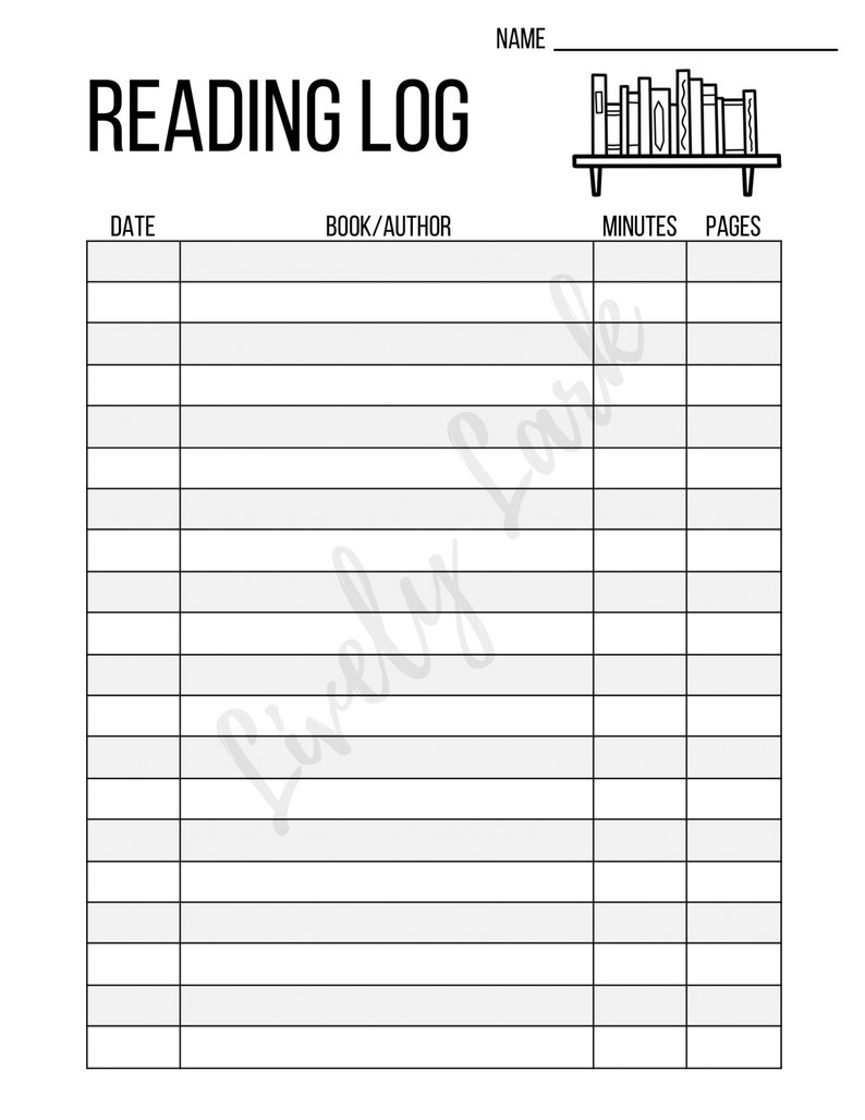 Reading Log Printable Instant Download + Goodnotes Friendly - Etsy