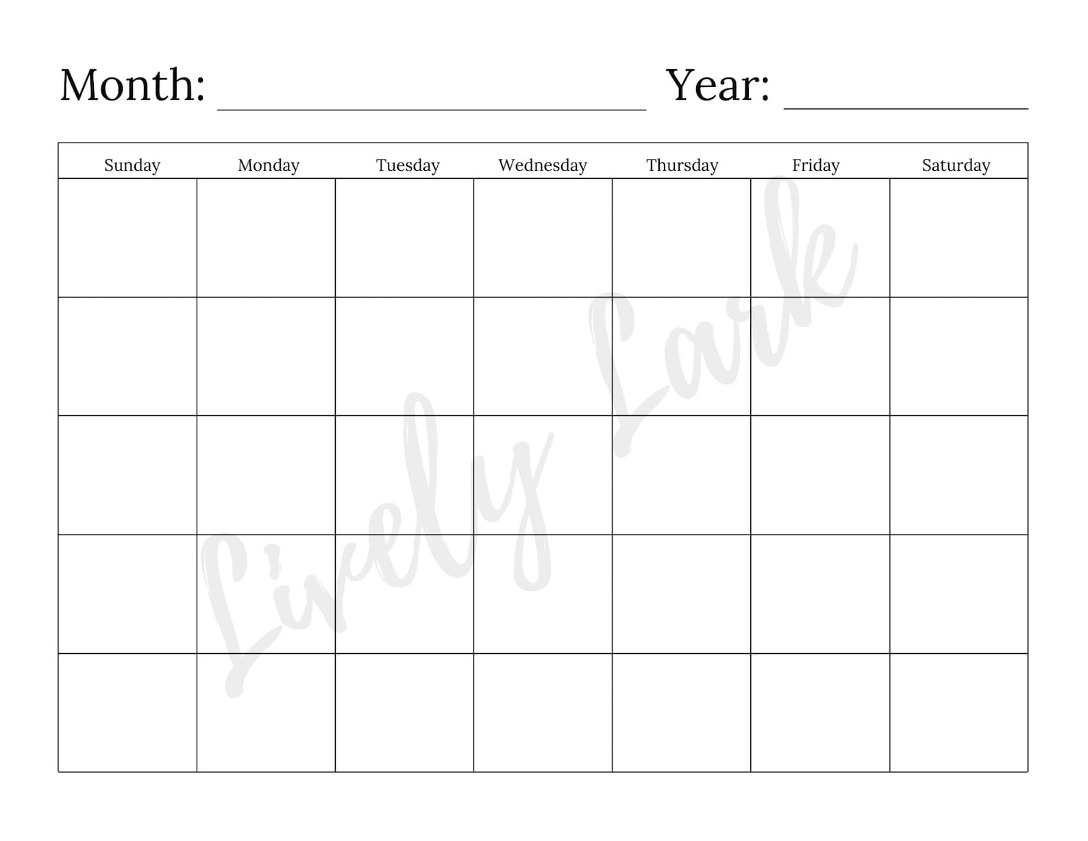 Blank Calendar Printable Instant Download + Goodnotes Friendly - Etsy