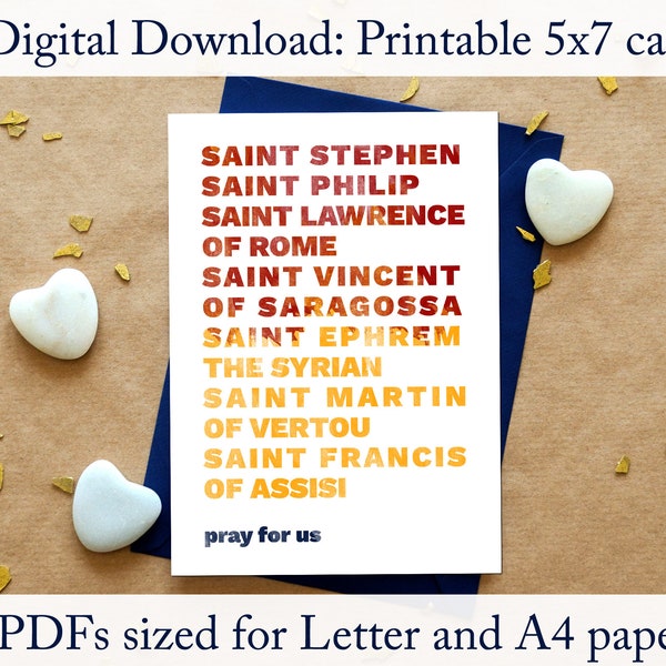 Deacon Saints Card | Printable | Ordination Card | Thank You Card | Appreciation Card