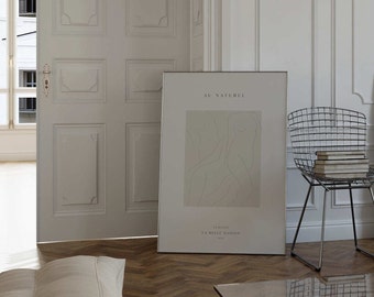 AU NATUREL / Impresión de arte femenino / Cartel femenino abstracto / Boceto femenino femenino / Fuente de texto francés / A5 A3 A4 / Estudio / BEIGE Wallart / Neutral