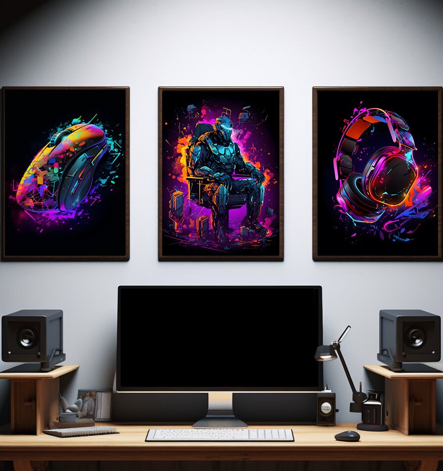 Modern Gaming Murals Gaming Room Decoration Gaming Motives Etsy