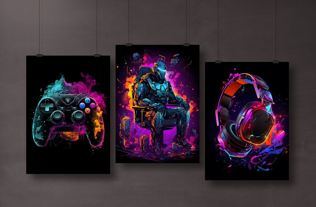 Modern Gaming Murals Gaming Room Decoration Gaming Motives Gamer Gift