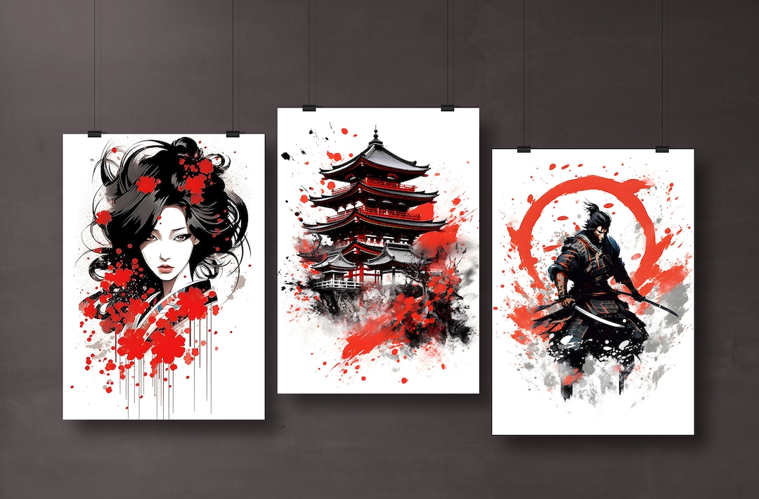 Modern Japanese Wall Art Samurai Decoration Japanese Etsy Hong Kong