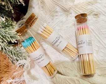 Big Colorful Matches in Glass Jar | Candle Decor & Accessories | Home Decoration | 4" Safety Matches | Matchstick Jar | Apothecary Matches
