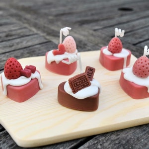 Handmade Heart Cake Candle: Soy Beeswax Dessert Candle