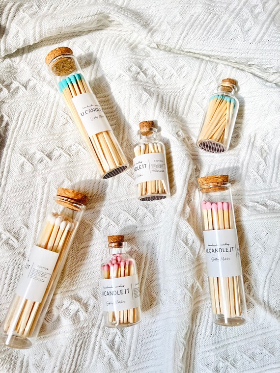 Big Colorful Matches in Glass Jar Candle Decor & Accessories Home  Decoration 4 Safety Matches Matchstick Jar Apothecary Matches 