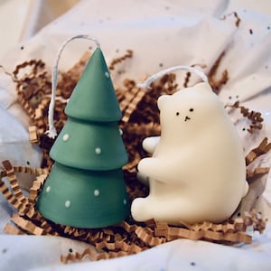Handmade Christmas Candle Set | Tree and Bear Soy Wax Candles