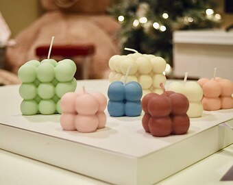 Soy Wax Bubble Cube Candle: Custom Scent & Color, Home Decor
