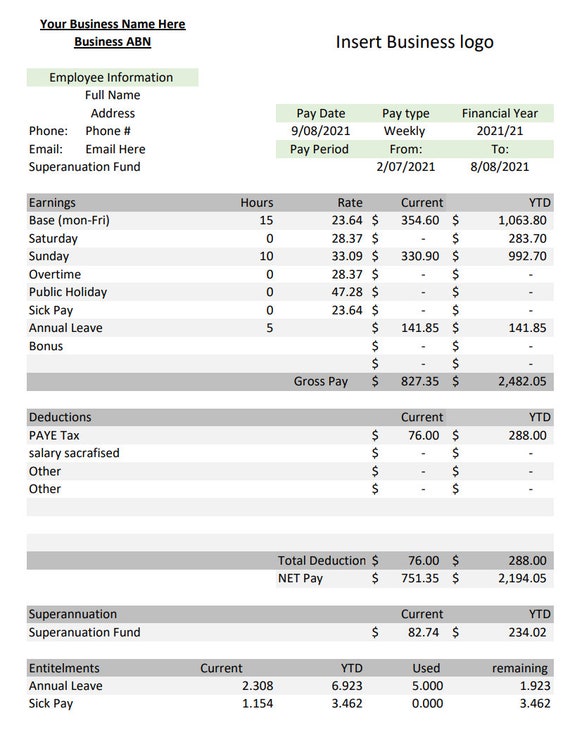 Uk Payslip Template Excel
