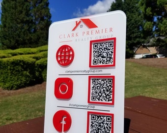 3 Icon QR Code | Multi QR Code | QR Code Sign | Business Social Media Sign | Salon Sign | Beauty Sign | Hairdressers Beautician Sign | Popup