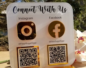 Social Media Sign | Let&#39;s Get Social Sign | Follow Us On Social Media | Modern Business Sign | Connect With Us Sign | Like Us | Tag Us