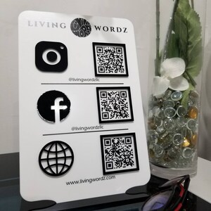 Drievoudig pictogram en QR-code Instagram Facebook Business Social Media Sign | Multi QR-code Instagram Facebook Business Social Media Sign