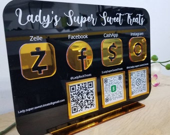 4 Icons QR Code | Multi QR Code | Qr Code Sign | Qr Code Sign Business | Social Media Sign | Instagram Facebook Business Logo Qr Sign