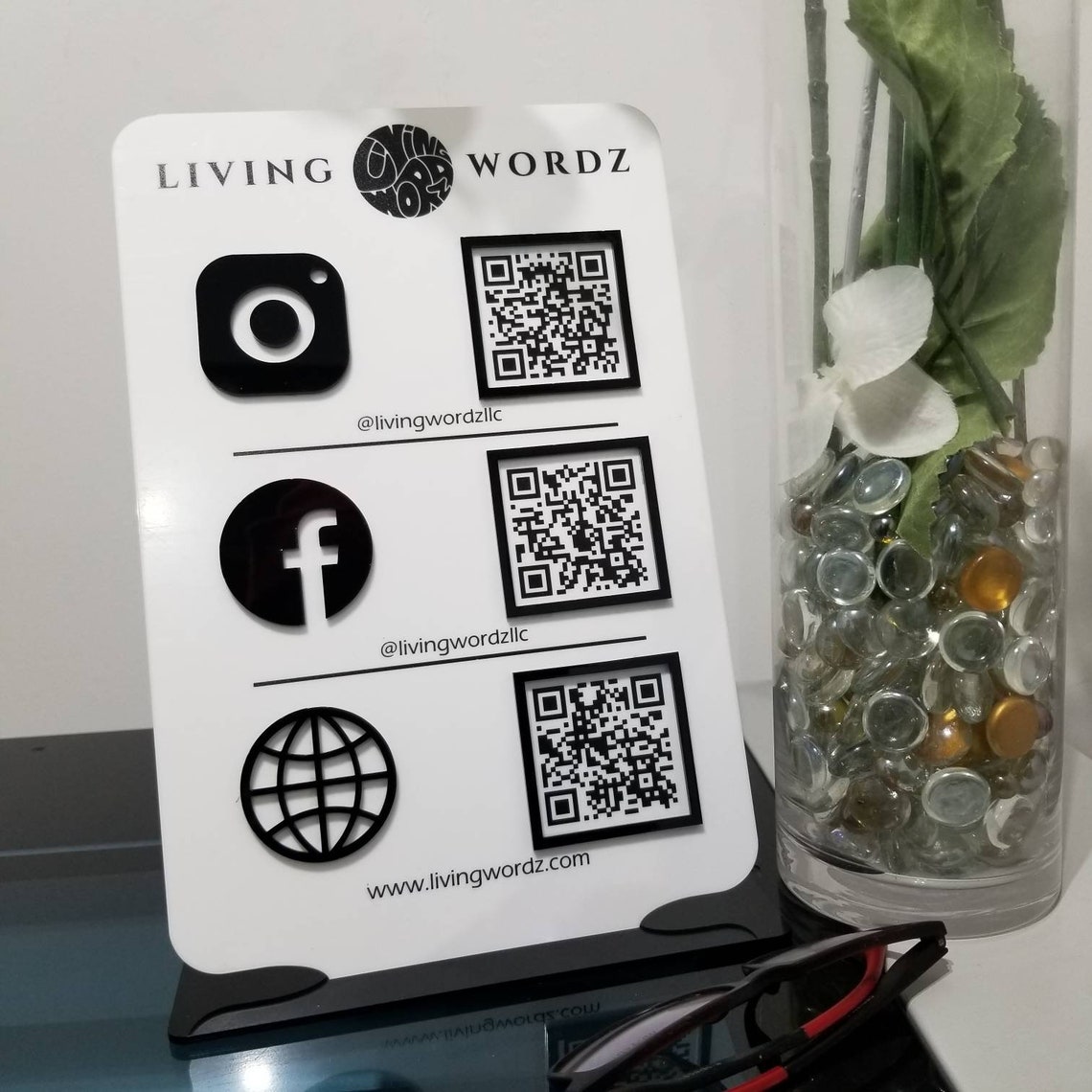 Triple Icon and QR Code Instagram Facebook Business Social - Etsy