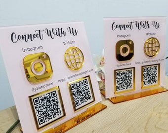 Multi QR-kod Instagram Facebook Företag Sociala medier-skylt | QR-kod för Cash App | Venmo QR-kod för skylt | Google My Business QR-kod för skylt