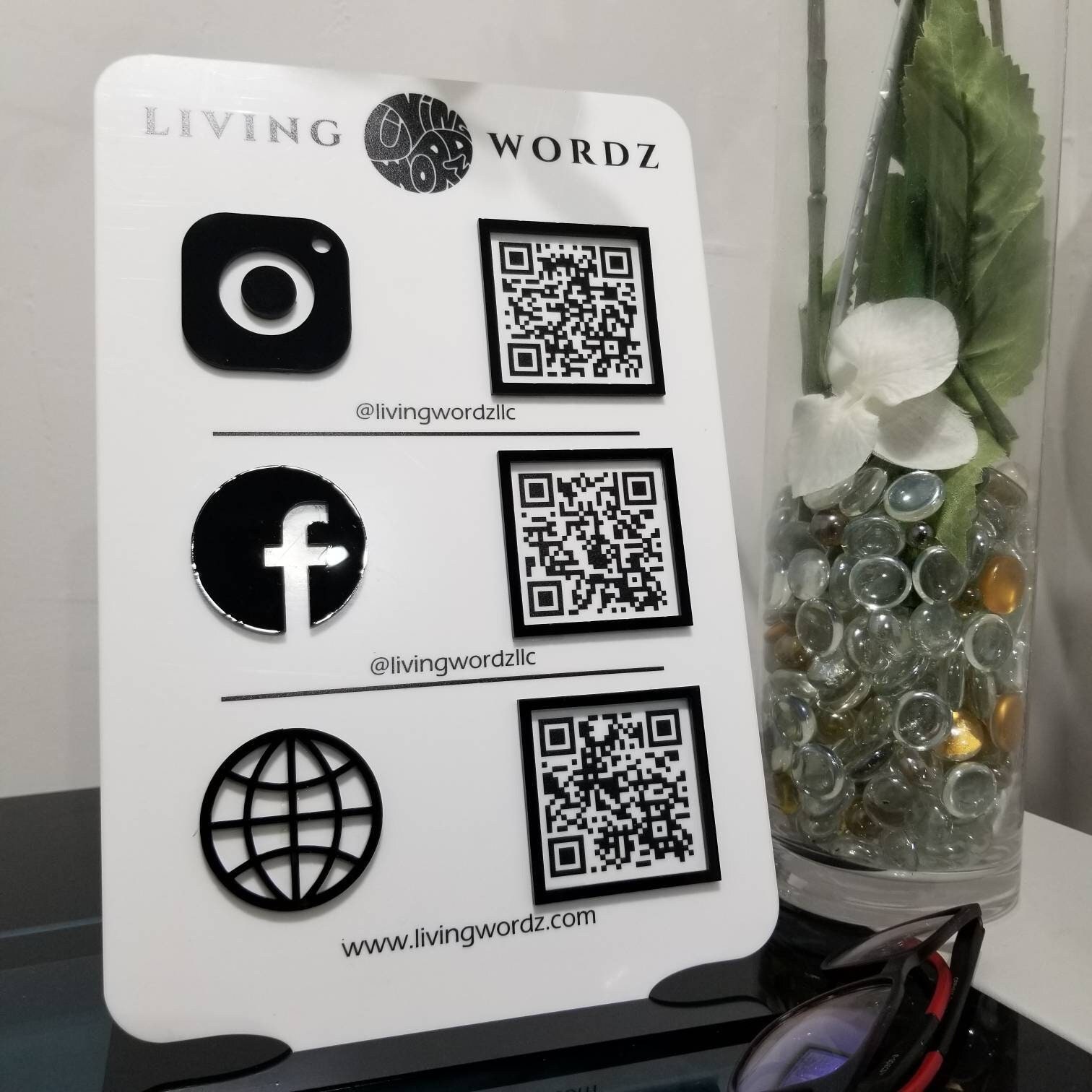 Triple Icon and QR Code Instagram Facebook Business Social | Etsy