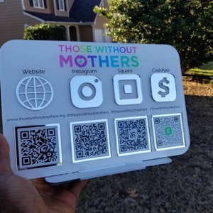 Multi QR Code Instagram Facebook | Business QR Code | 4 Icon Social Media Sign | Salon Sign | Beauty Sign | Google Review Qr | Square Qr Sig