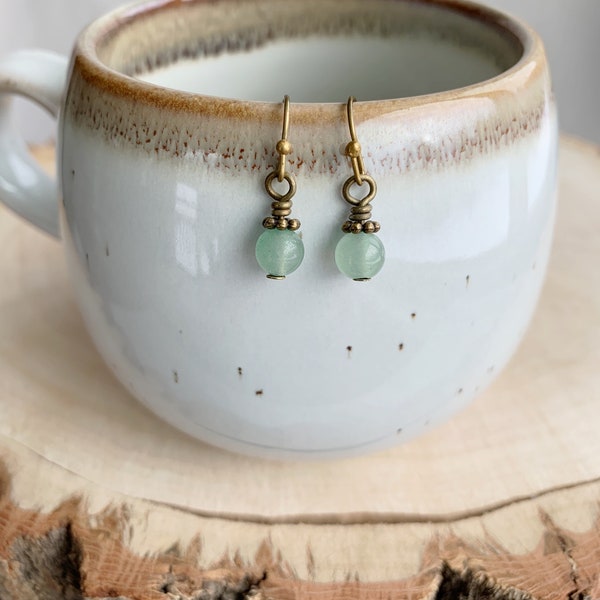 Dangle Earrings/Small Dangle Earrings/Green Aventurine Earrings/Stone Earrings