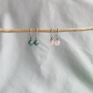 Color Options/Dangle Earrings/Jade Earrings/Pink Rose Quartz/Stone Earrings/Small Dangle Earrings/Gemstone Earrings