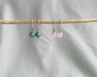 Color Options/Dangle Earrings/Jade Earrings/Pink Rose Quartz/Stone Earrings/Small Dangle Earrings/Gemstone Earrings