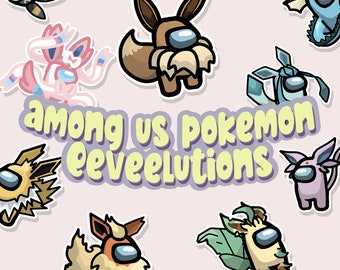 Pokemon x Among Us: Eeveelutions - 9 Sticker Bundle Pack
