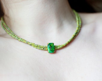 Pearl necklace/choker/crystal/modern fashionable necklace/18K gold plated/colorful pendant/green chain/beige chain/party/wedding