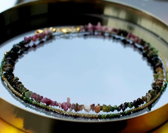 Colorful tourmaline necklace made of faceted tourmaline, 925 sterling silver gold-plated, delicate chain, gift for her, party jewelry