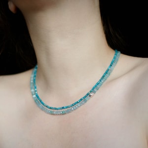 Necklace apatite/ jade/ choker/ natural stone beads/ party jewelry/ silver 925/ wedding jewelry/ handmade jewelry