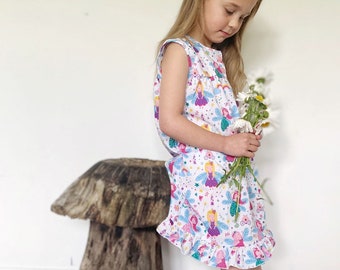 maten 2-11 jaar Kleding Meisjeskleding Pyjamas & Badjassen Pyjama Nachthemden en tops in poly katoen Fairy print mouwloze nachthemd voor meisjes 