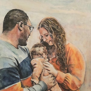 Hand-Painted Portrait from Photo | Custom Watercolor Family Art